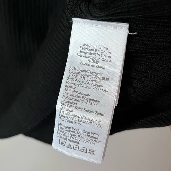 J.Crew Tencel Lyocell Silk Ribbed Knit Lightweight Turtleneck Sweater Black XL - Picture 8 of 8